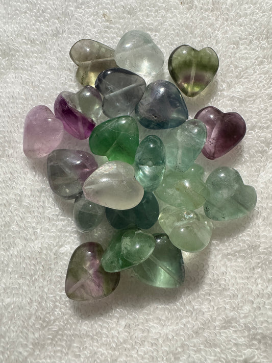 Beads : Fluorite Heart : 16x9mm