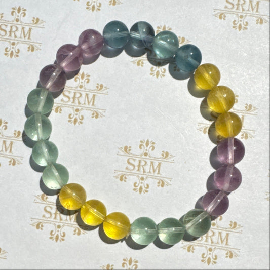 Bracelet : 8mm Rainbow Fluorite, AA, 6½"