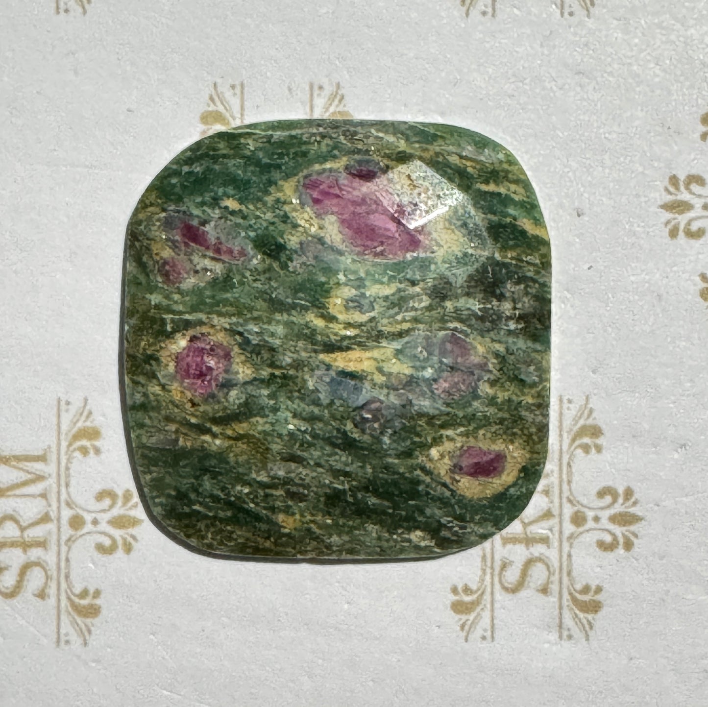 Cab : Ruby Zoisite, Faceted, 32mm x 30mm x 3mm, 52ct