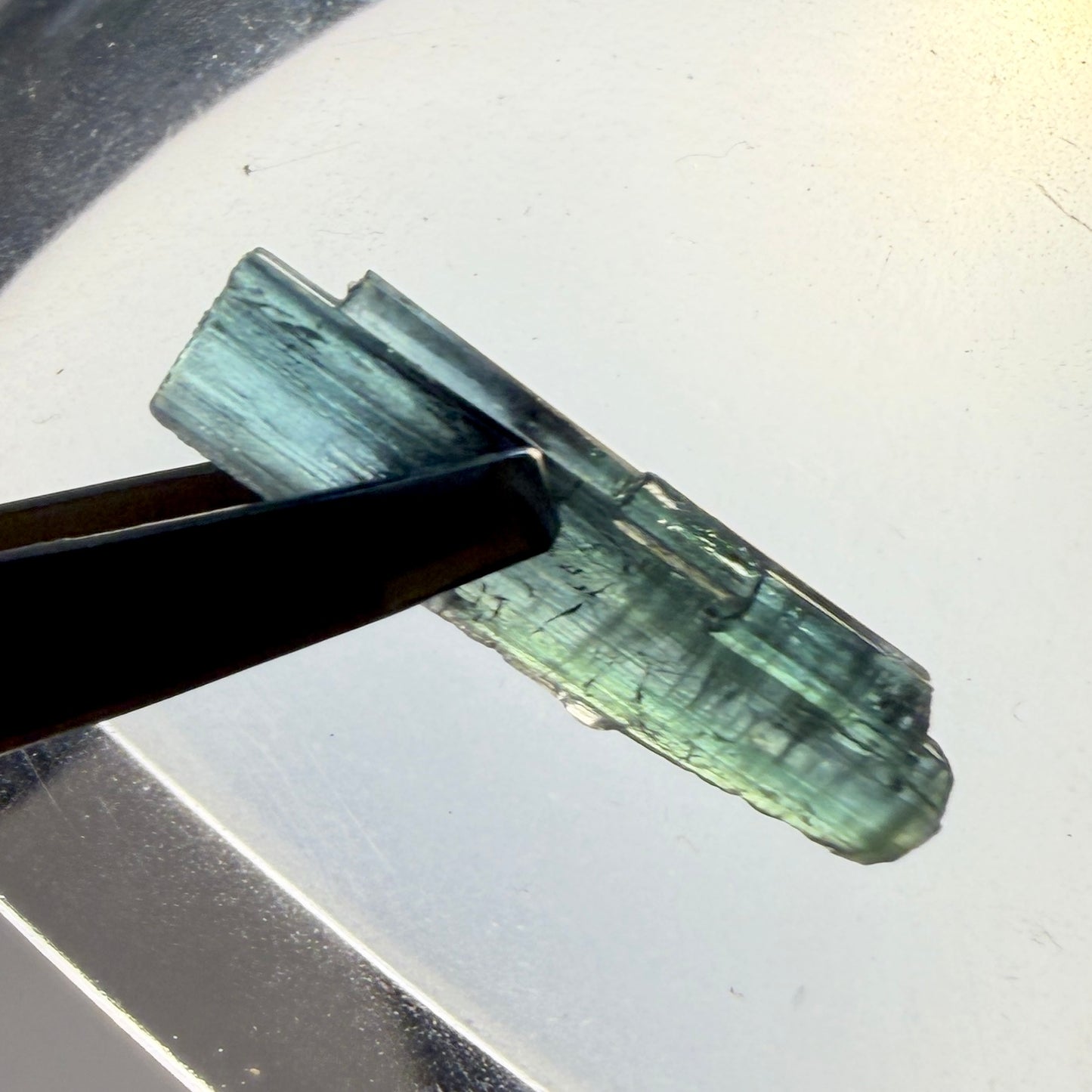 Crystals : Tourmaline, 2 pieces, 3.01g, Blue Green, in petite display box