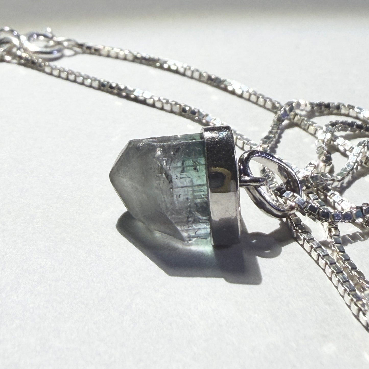 Necklace : Elbaite Tourmaline Pendant, 2gms, Paprok Afghanistan, Sterling Silver