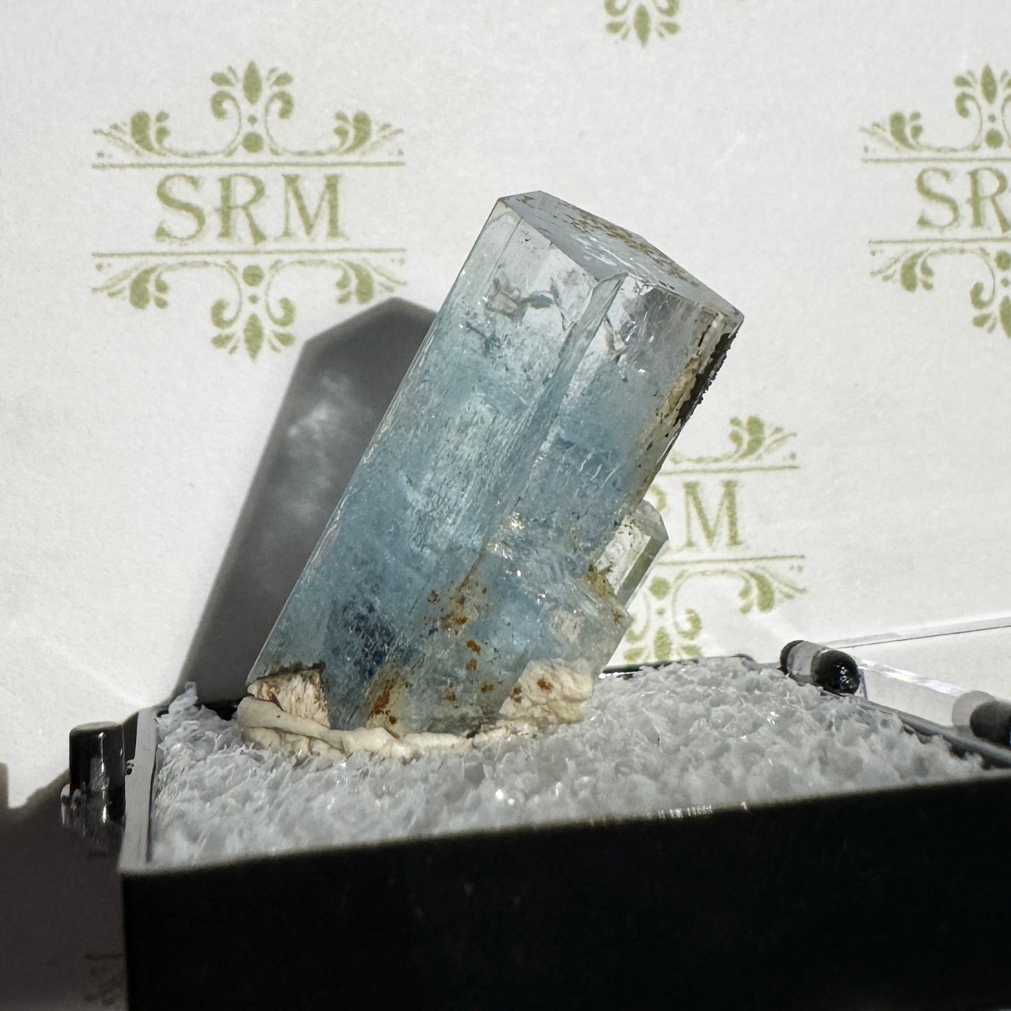 Crystal : Mounted : Natural Aquamarine with Feldspar, Namibia, 7½g
