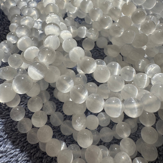 Bracelet : 5mm-6mm White Selenite, 6½"