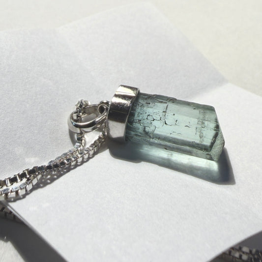 Necklace : Elbaite Tourmaline Pendant, 2.39gms, Piaui Brazil, Sterling Silver