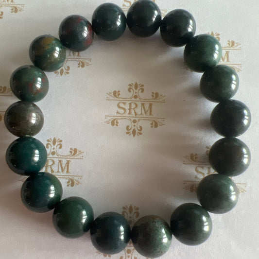 Bracelet : 10mm Blood Stone Jasper, 6¼”