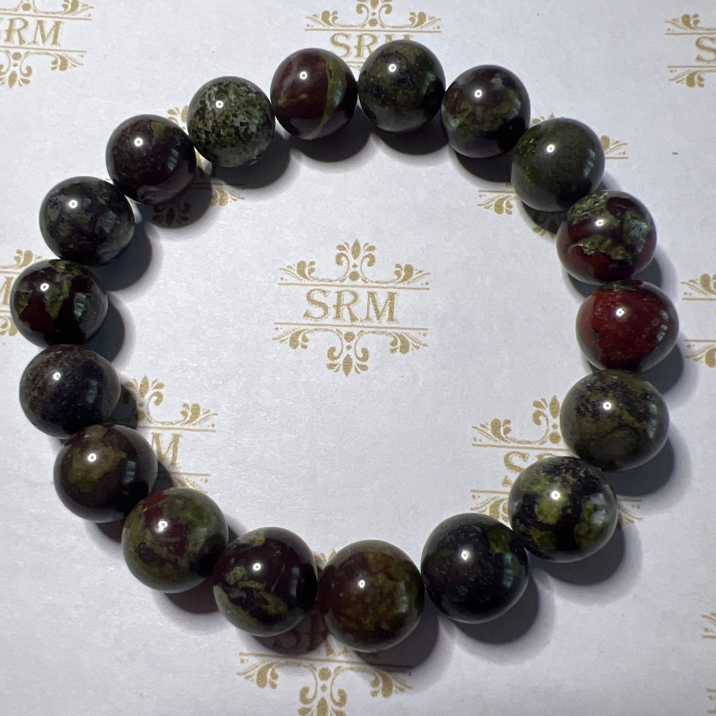 Bracelet : 10mm Dragon's Blood Jasper, 6¼”, 6½"