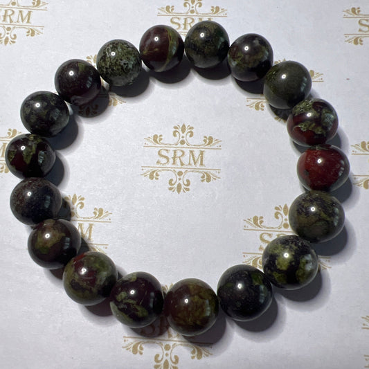Bracelet : 10mm Dragon's Blood Jasper, 6¼”, 6½"