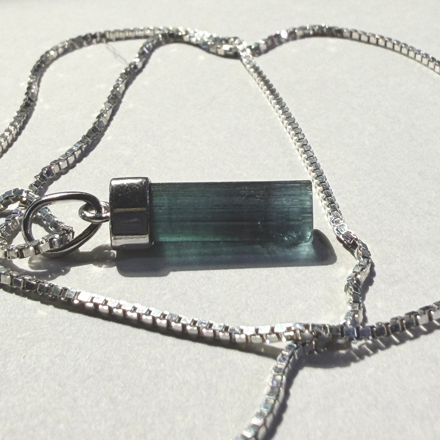 Necklace : Indicolite Tourmaline Pendant, 1.34gms, Laghman Afghanistan, Sterling Silver