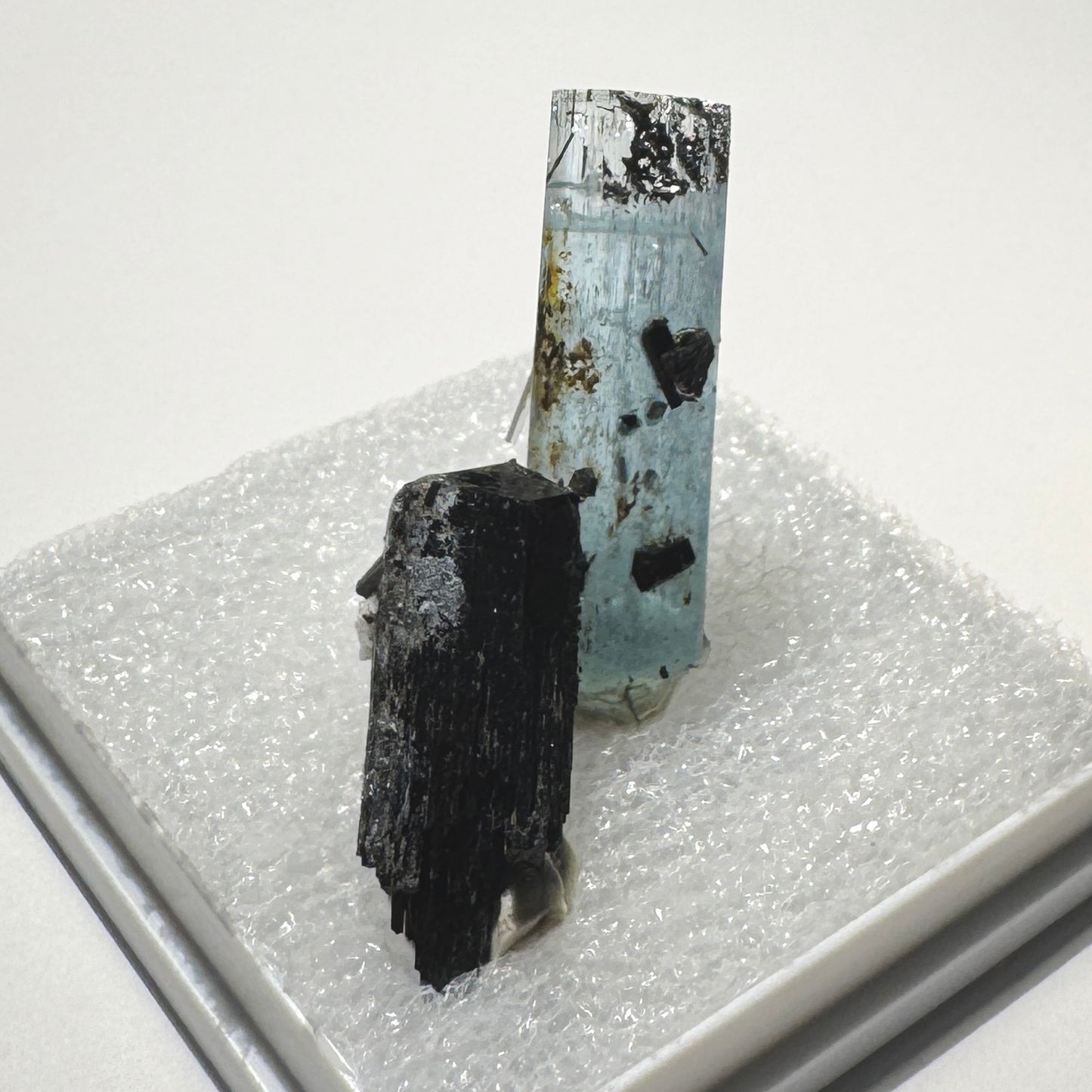 Crystal : Mounted : Natural Aquamarine, Shorl, Feldspar specimen from Namibia