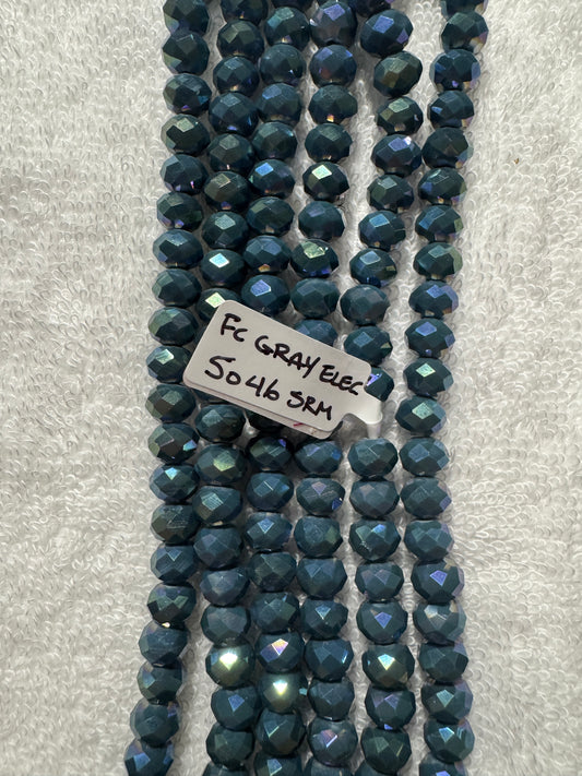 Beads : FC Dark Gray Crystal Electroplated : 8mm