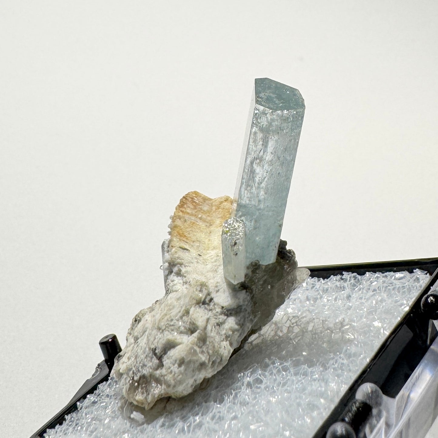 Crystal : Mounted : Natural Aquamarine, Shorl, Feldspar specimen from Namibia