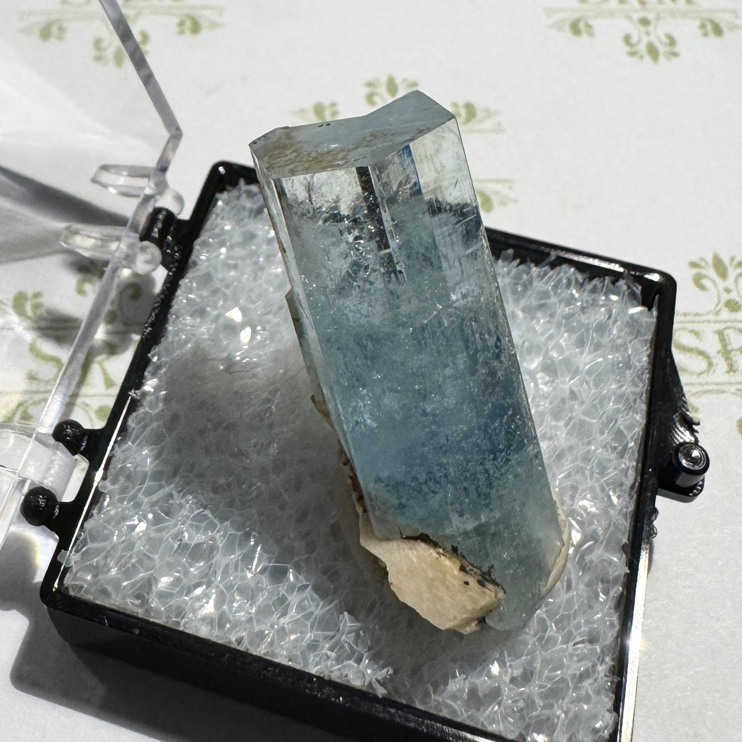 Crystal : Mounted : Natural Aquamarine with Feldspar, Namibia, 7½g