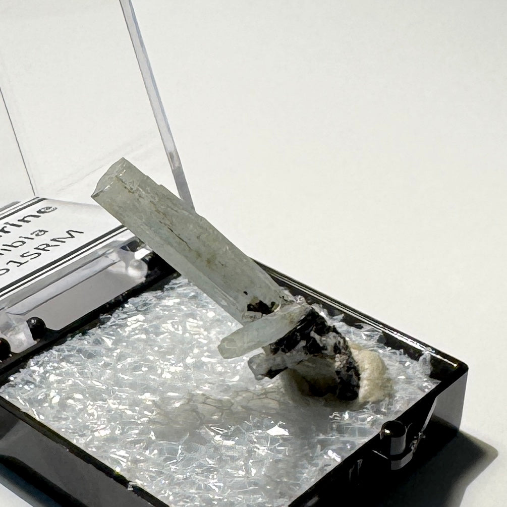 Crystal : Mounted : Natural Aquamarine, Shorl, Feldspar specimen from Namibia