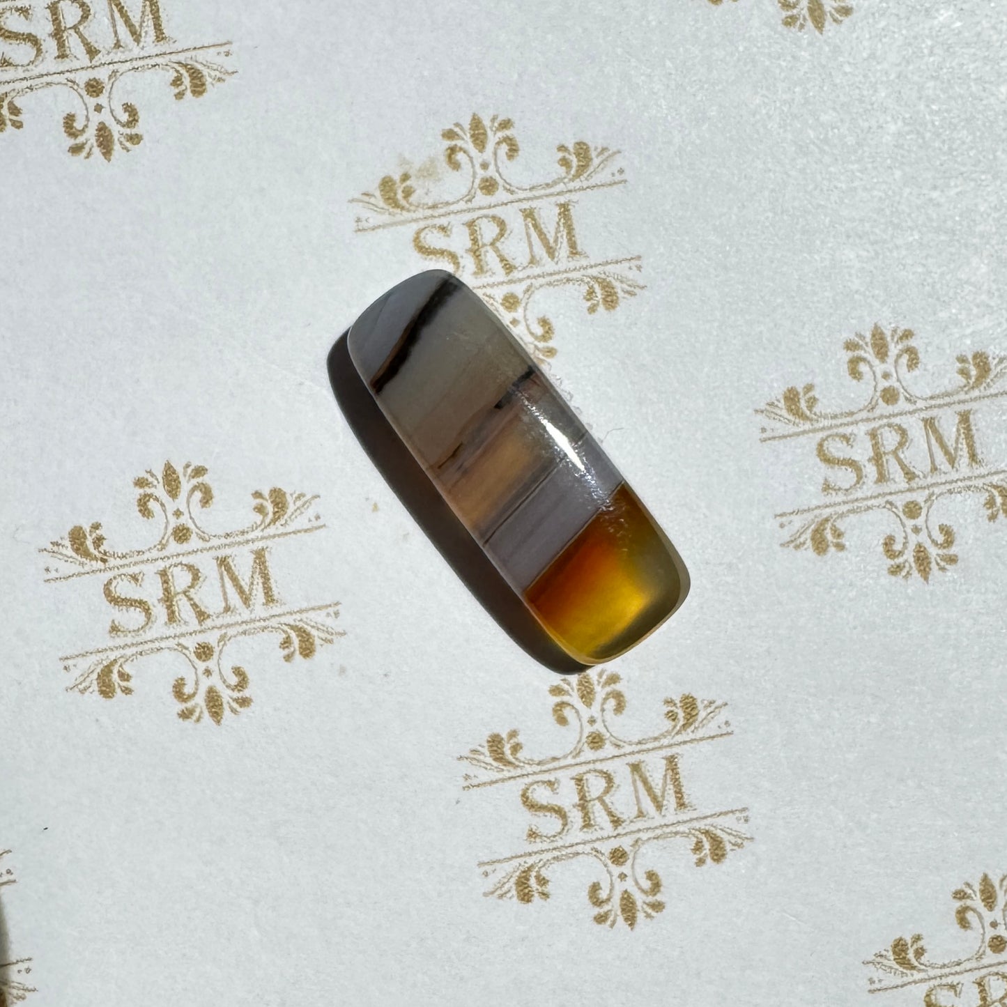 Cab : Agate, Montana, 27mm x 9mm x 4mm, 19ct