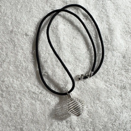 Necklace : Silver Cage Pendant and 20" Fabric Cord