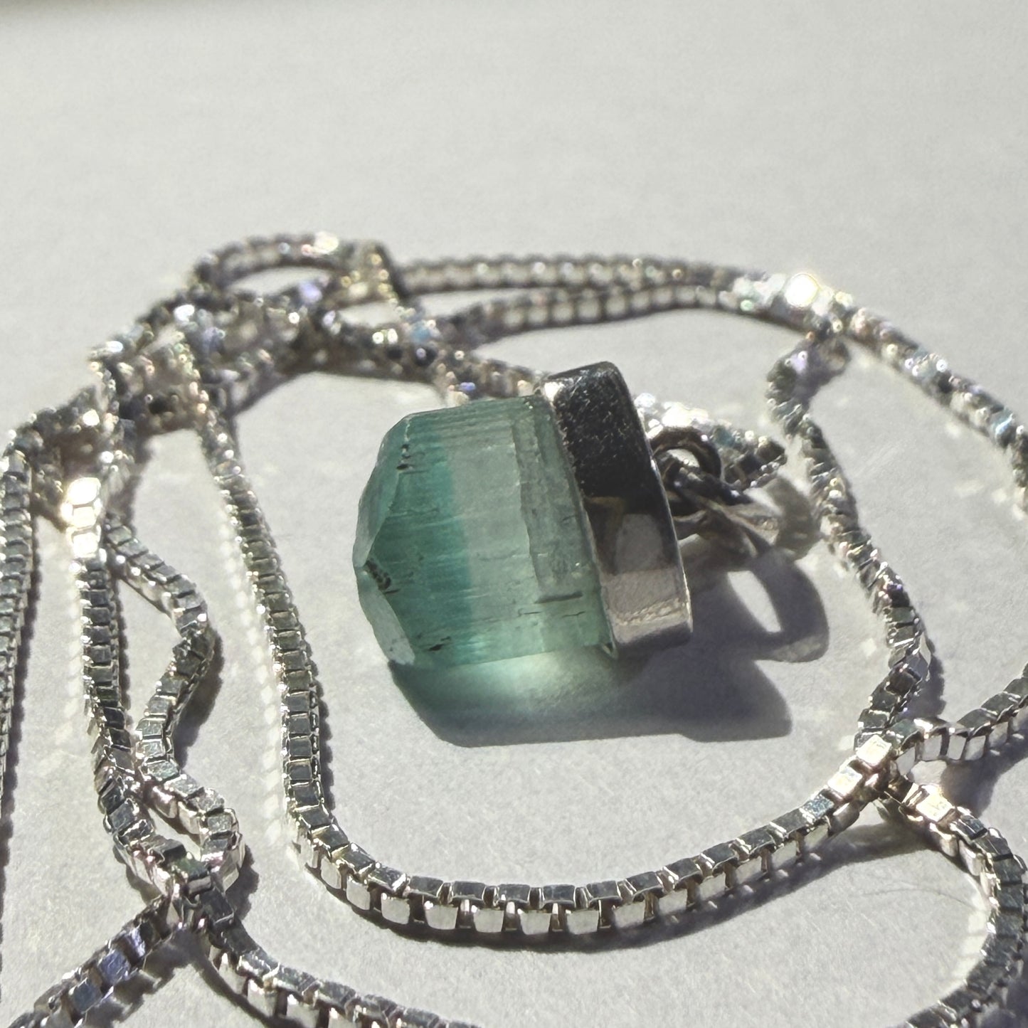 Necklace : Tourmaline Pendant, 1.61gms, Pachigram Afghanistan, Sterling Silver