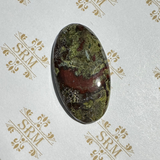 Cab : Dragonblood Jasper, 39mm x 21mm x 4mm, 48ct