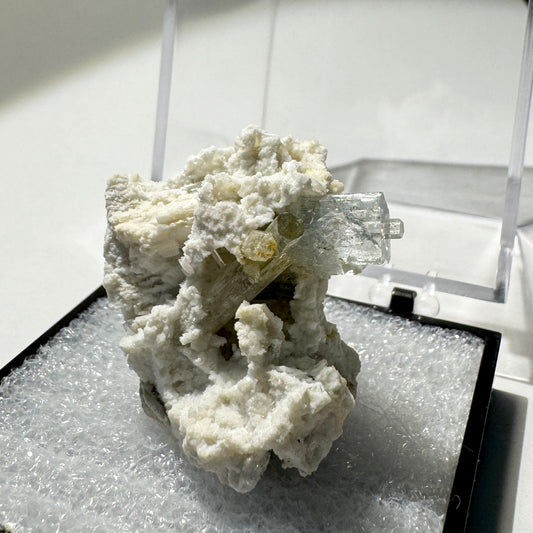 Crystal : Mounted : Natural Aquamarine, Shorl, Feldspar specimen from Namibia