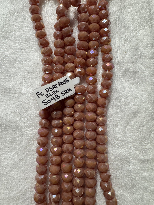 Beads : FC Desert Rose Crystal Electroplated : 8mm