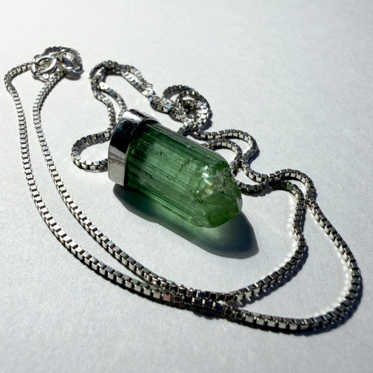 Necklace : Tourmaline Pendant, 4.25gms, Jabba Afghanistan, Sterling Silver