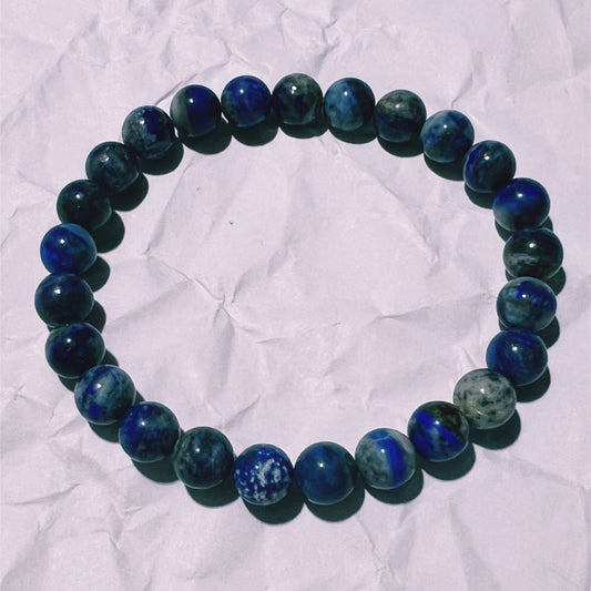 Bracelet : 8mm Lapis Lazuli Beads, 7"