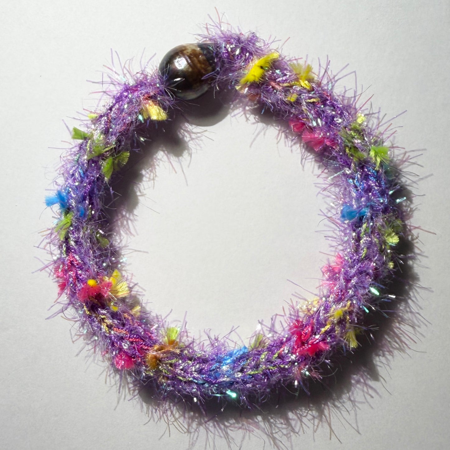 Bracelet : 8½” Feathery Purple/Lilac Shimmer Strands with 14mm Tahitian Pearl