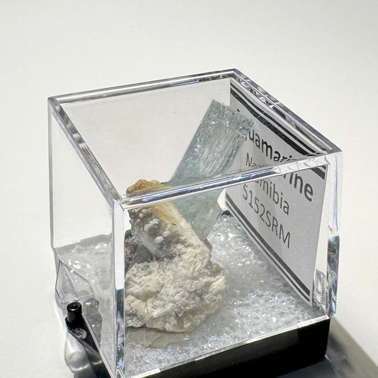 Crystal : Mounted : Natural Aquamarine, Shorl, Feldspar specimen from Namibia