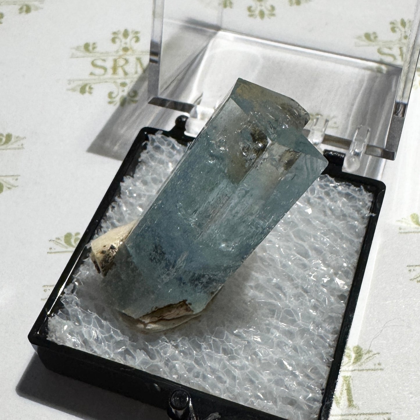 Crystal : Mounted : Natural Aquamarine with Feldspar, Namibia, 7½g