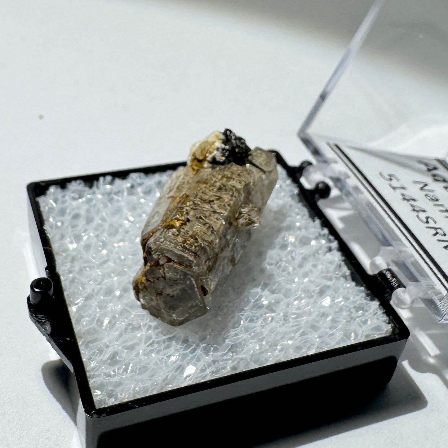 Crystal : Mounted : Natural Aquamarine, Shorl, Feldspar specimen from Namibia