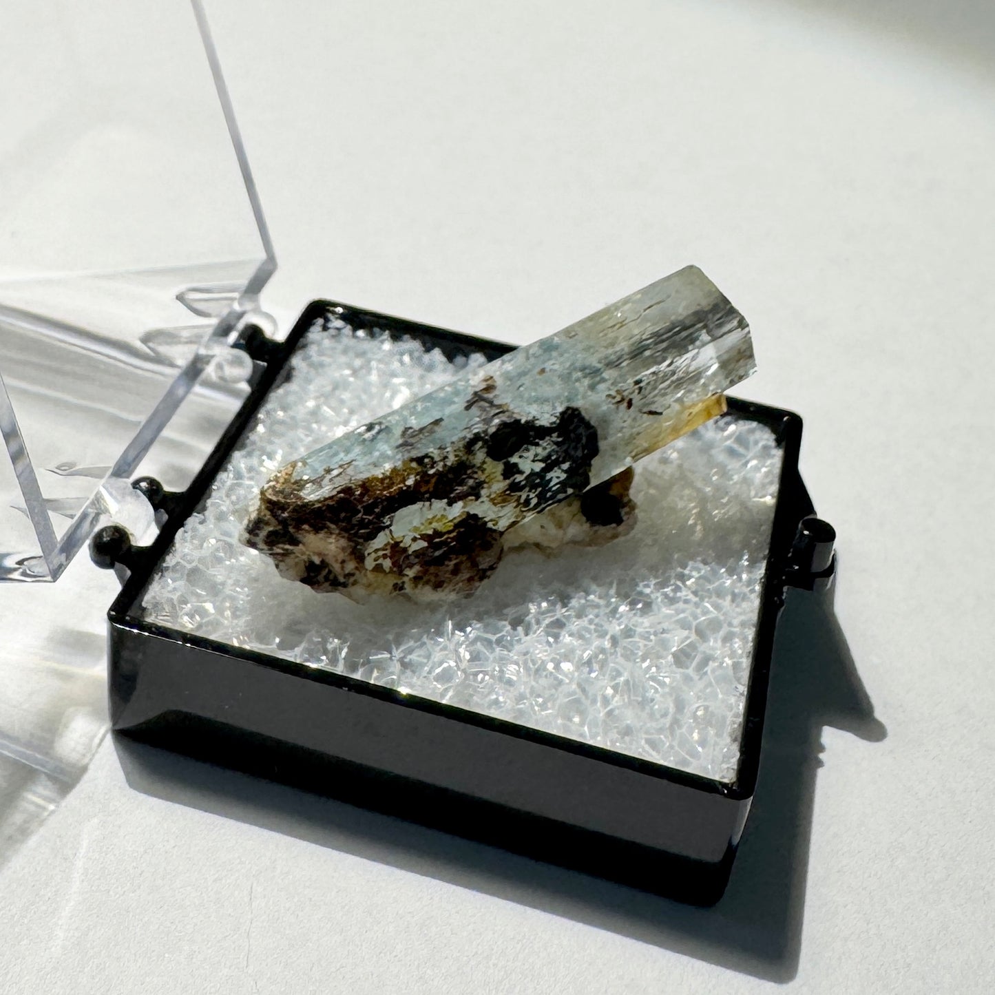 Crystal : Mounted : Natural Aquamarine, Shorl, Feldspar specimen from Namibia, 5g