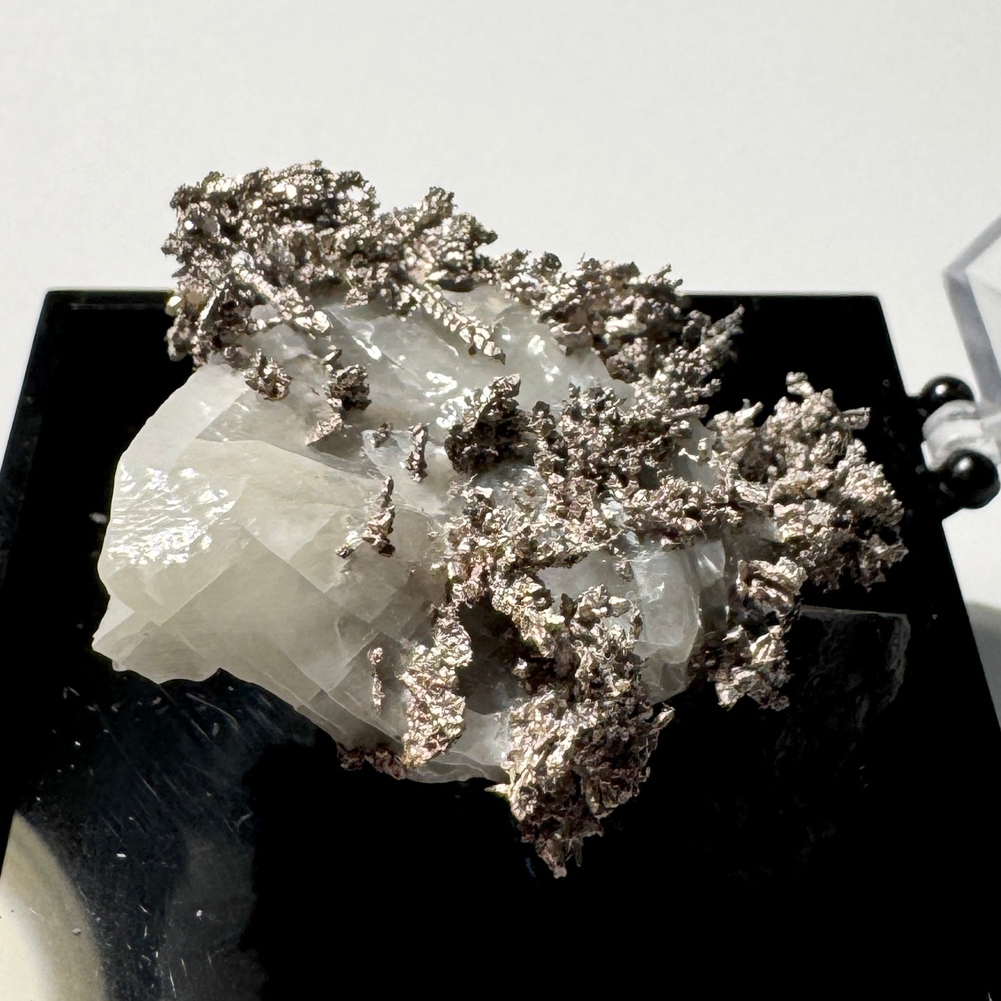 Crystal : Mounted : Native Silver on Calcite Display Specimen