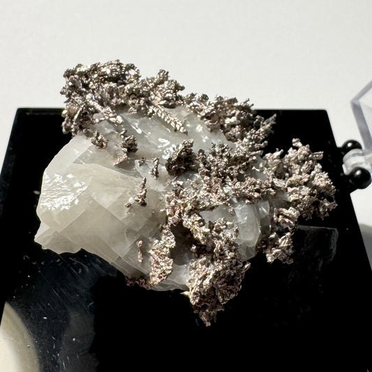 Crystal : Mounted : Native Silver on Calcite Display Specimen