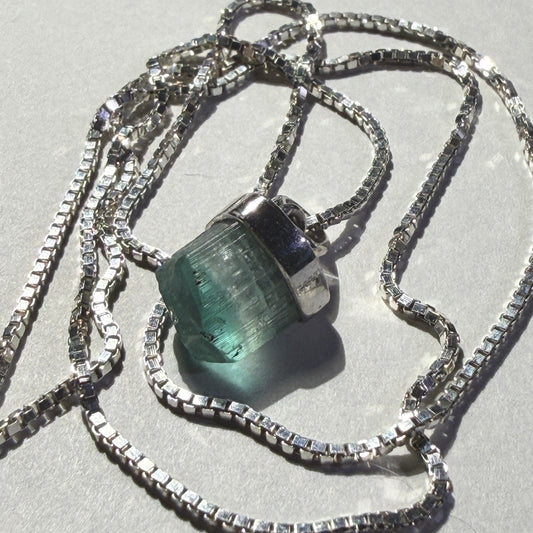 Necklace : Tourmaline Pendant, 1.61gms, Pachigram Afghanistan, Sterling Silver