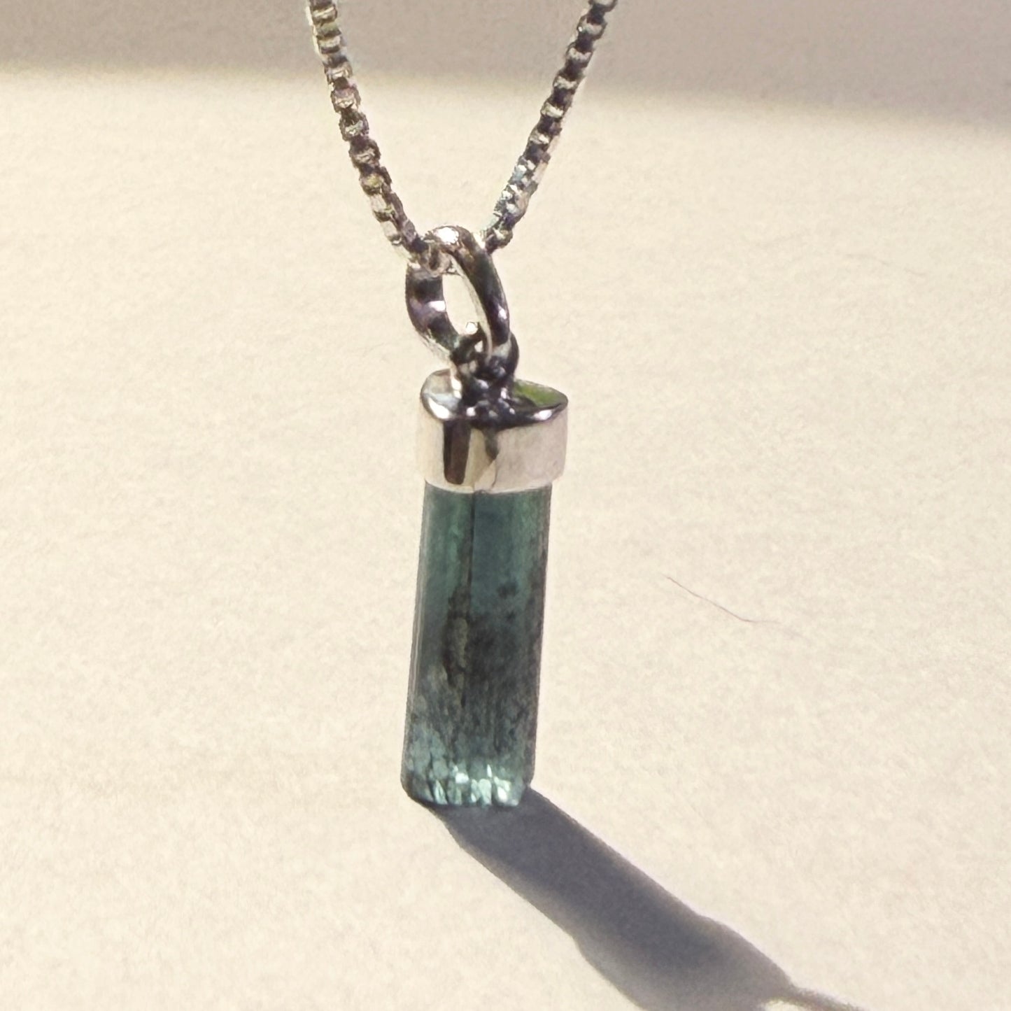 Necklace : Indicolite Tourmaline Pendant, 1.34gms, Laghman Afghanistan, Sterling Silver