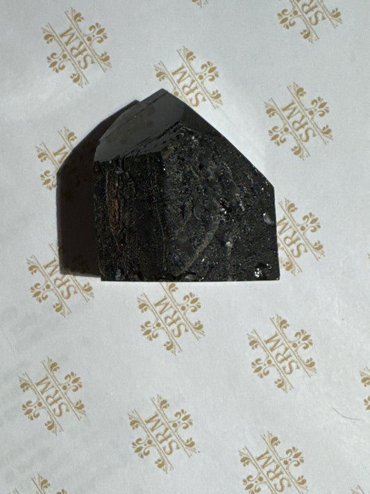 Point : Black Tourmaline, 1½"x1½"x1¾", Polished Tip, Rough Sides