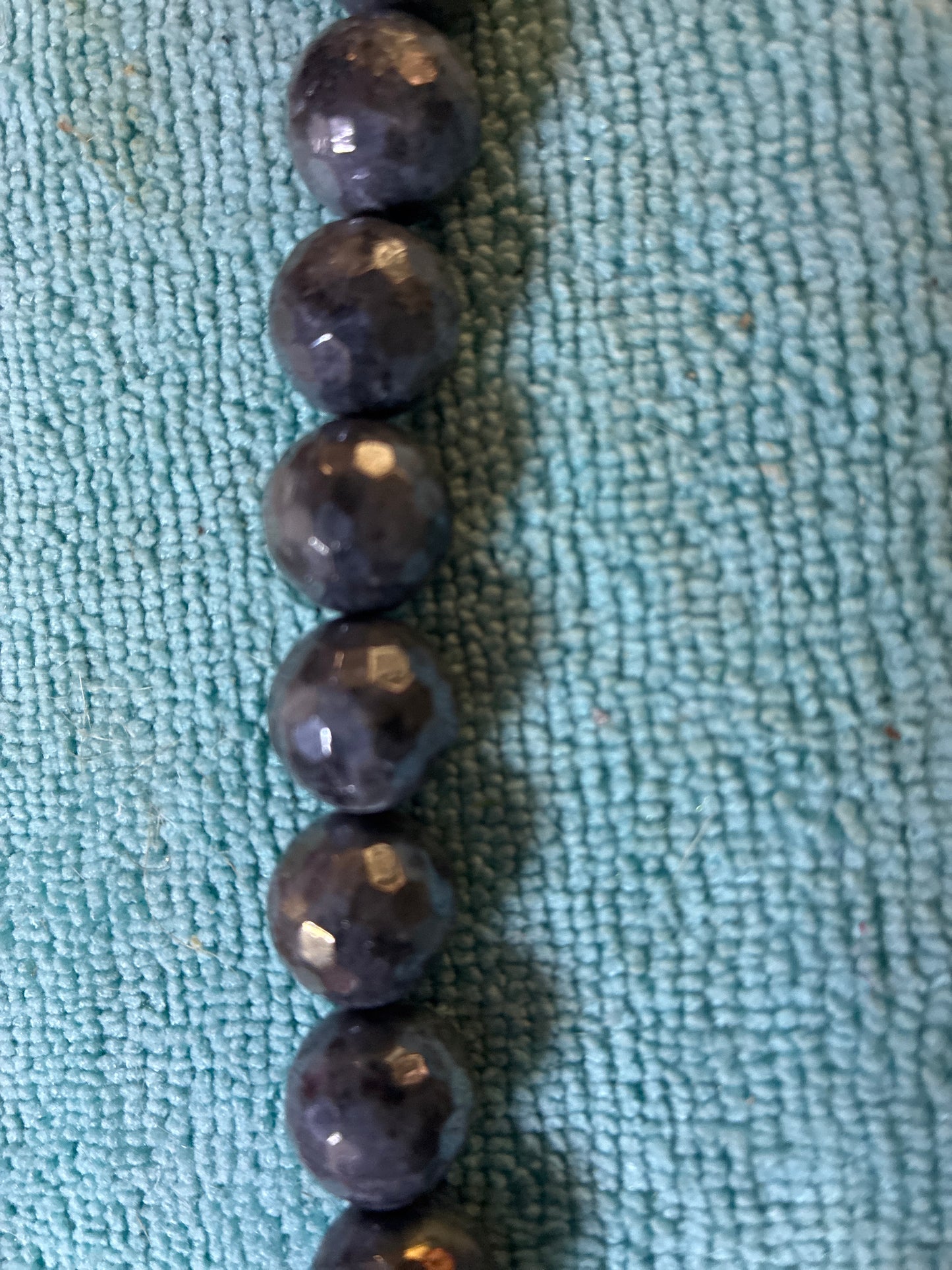 Beads : Larvikite : Faceted : Electroplated : 14mm