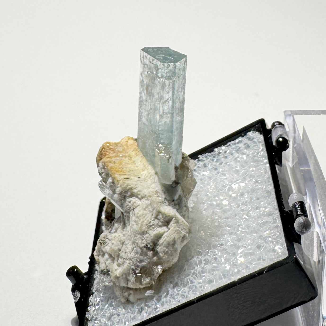 Crystal : Mounted : Natural Aquamarine, Shorl, Feldspar specimen from Namibia