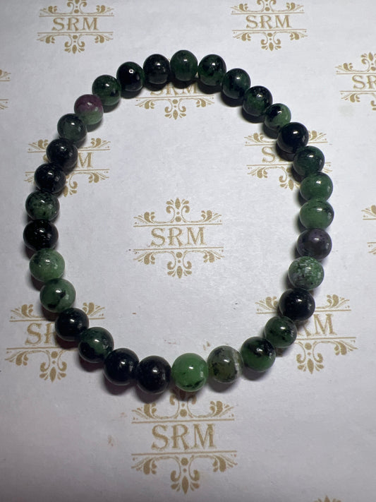 Bracelet : 6mm Ruby Zoisite : 6¾”