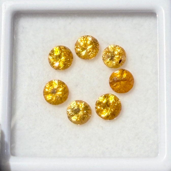 Cab : ~4mm Gemstone Faceted Spessartine Garnet Set of 7, petite display box