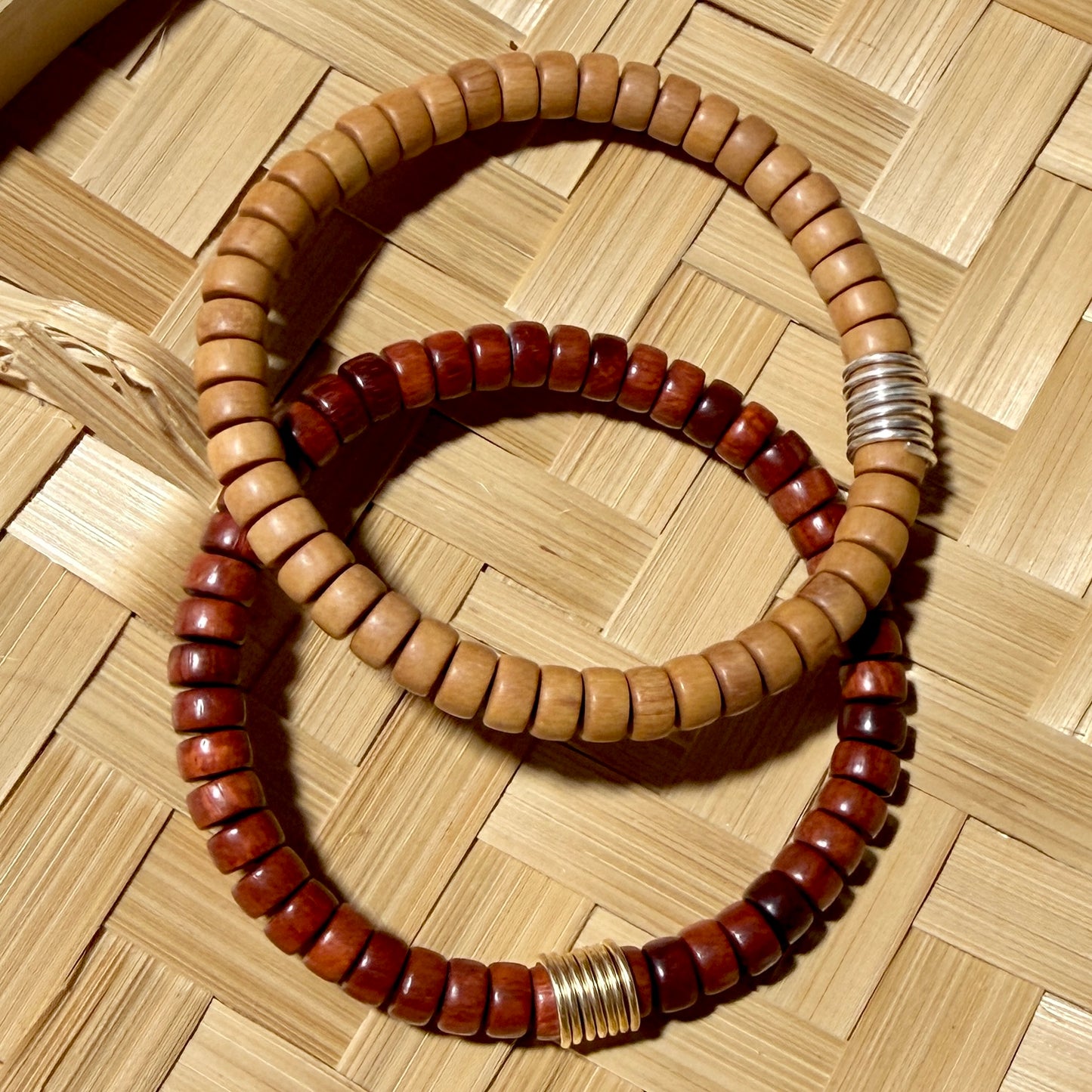 Bracelet : Sandalwood with Sterling Coil / Sandalwood with Gold filled Coil