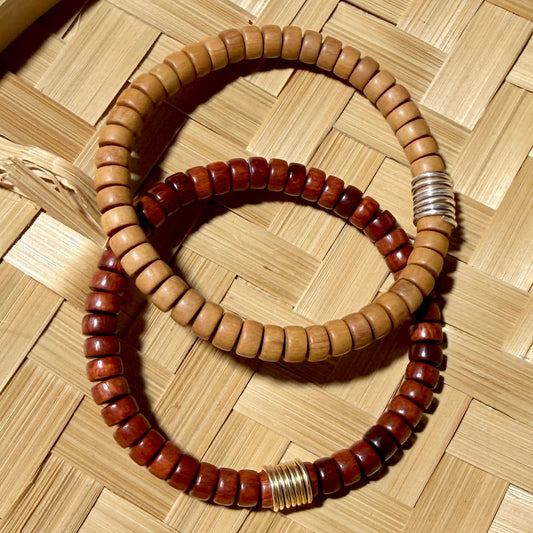 Bracelet : Sandalwood with Sterling Coil / Sandalwood with Gold filled Coil