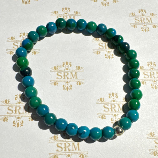 Bracelet : 6mm Malacholla with Silver-plated Bead, 6¾"