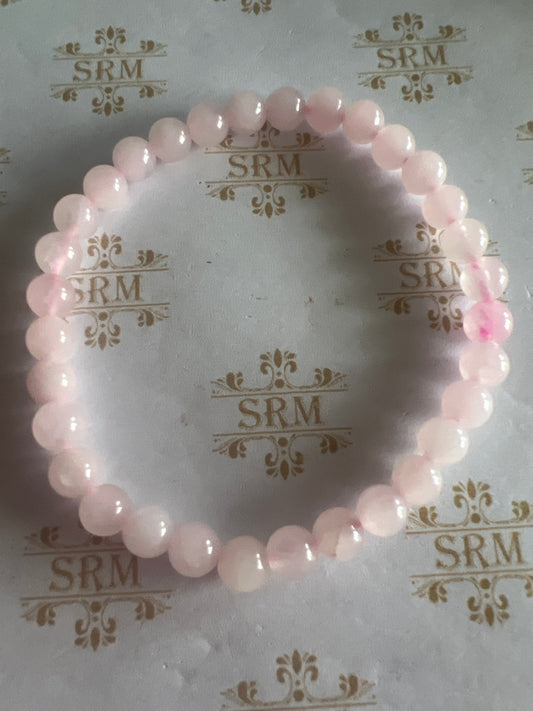 Bracelet : 6mm Rose Quartz : 6½”, 6¾”.  Choice!