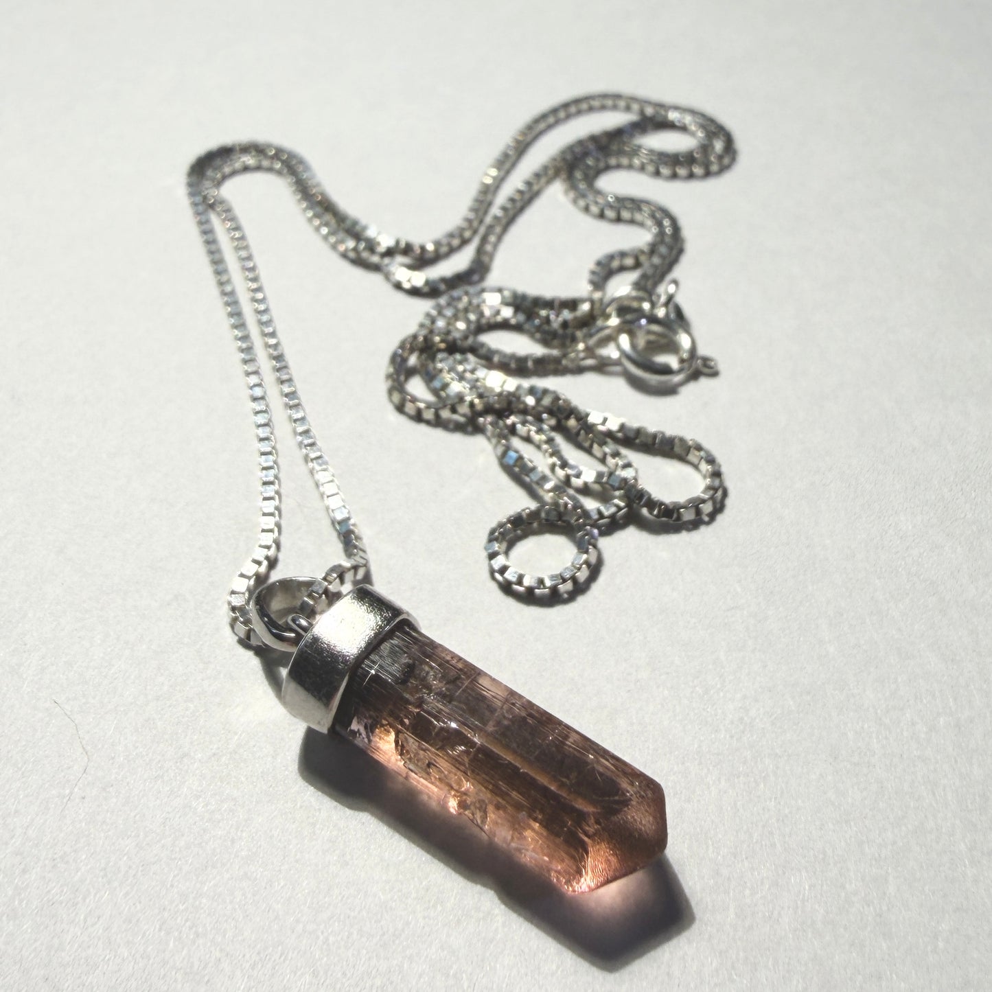 Necklace : Yellow Brown Naturally Terminated Tourmaline Pendant, 2.06gm, Baxao, Sterling Silver