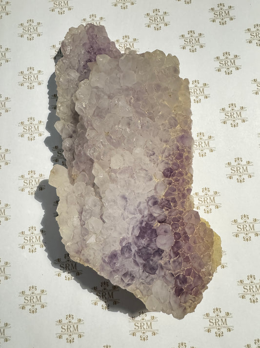 Cluster : Amethyst with Calcite, UNIQUE, 2 Double Terminated Shelves