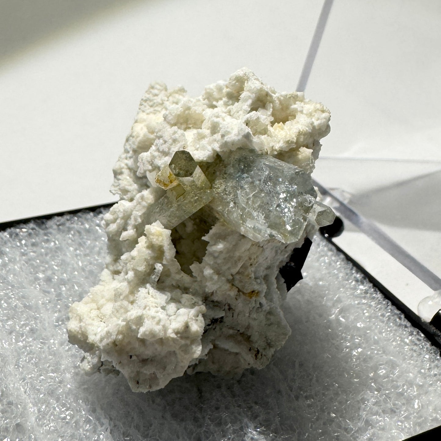 Crystal : Mounted : Natural Aquamarine, Shorl, Feldspar specimen from Namibia