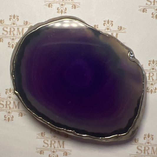 Novelty : Agate Phone Grip!  Silver Plated Edge!  Dyed.  Choice!