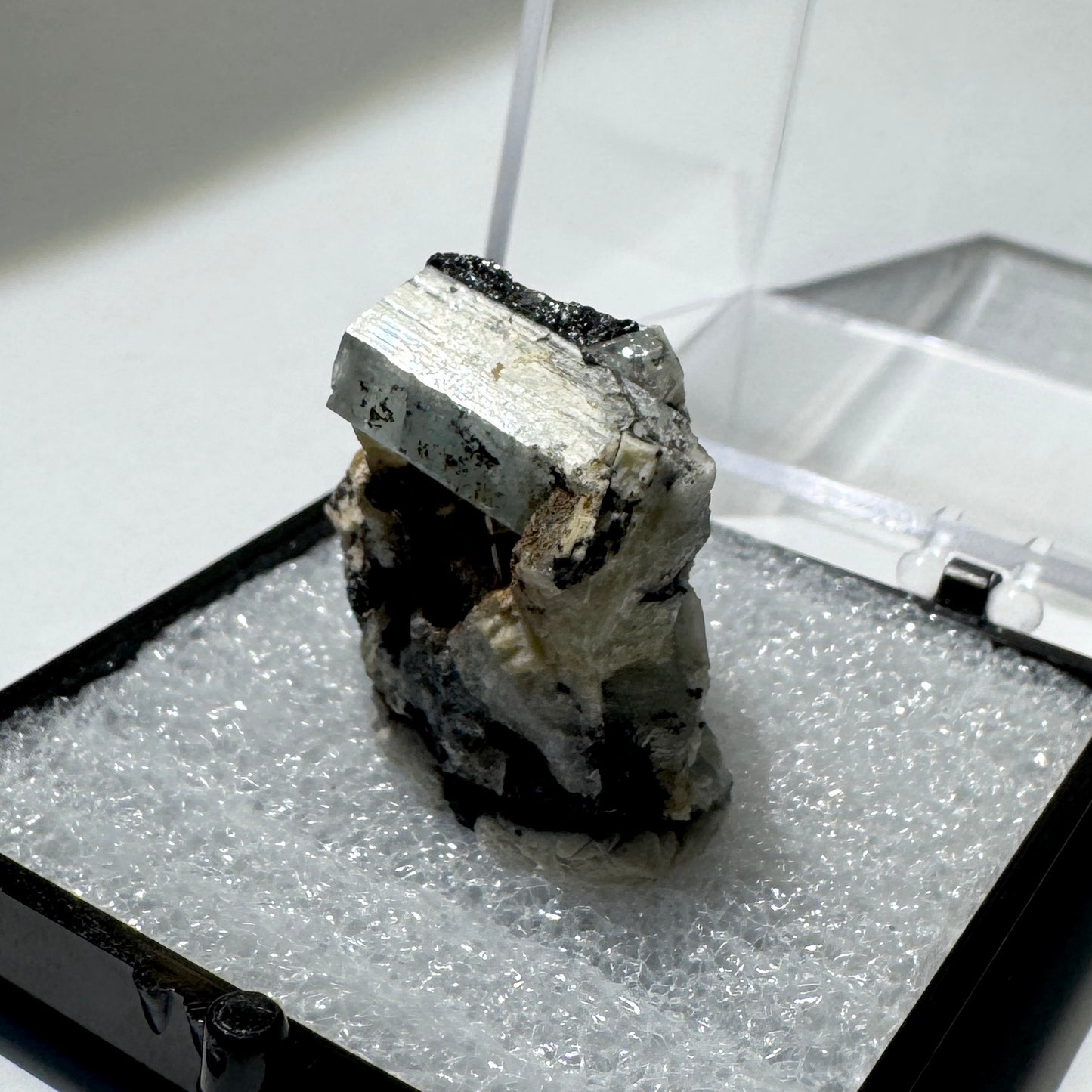 Crystal : Mounted : Natural Aquamarine, Shorl, Feldspar specimen from Namibia