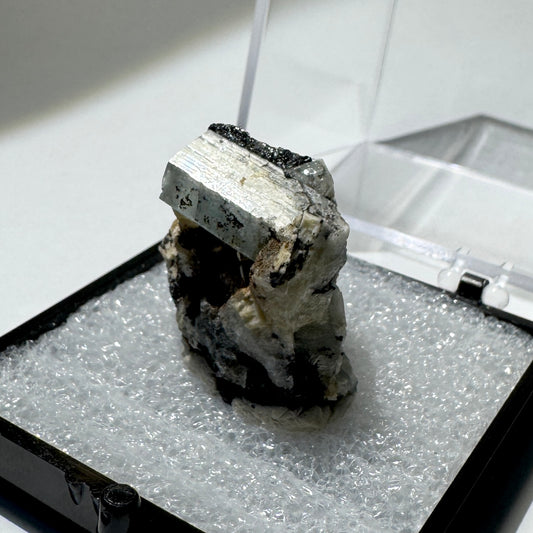 Crystal : Mounted : Natural Aquamarine, Shorl, Feldspar specimen from Namibia