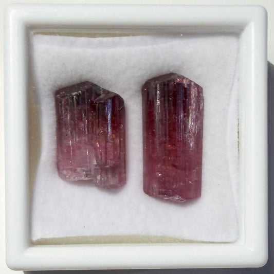 Crystals :  Rubellite Tourmaline, 2 pieces, 5.84gm, in small display box